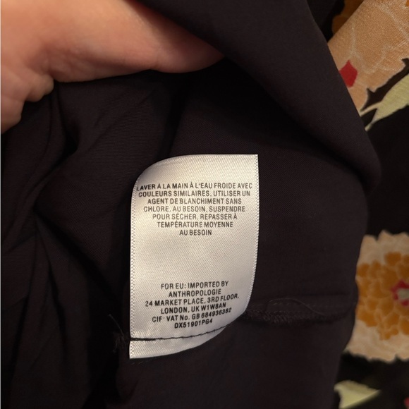 Anthropologie Black Floral Dress with Yellow and Red Blooms - Picture 7 of 8